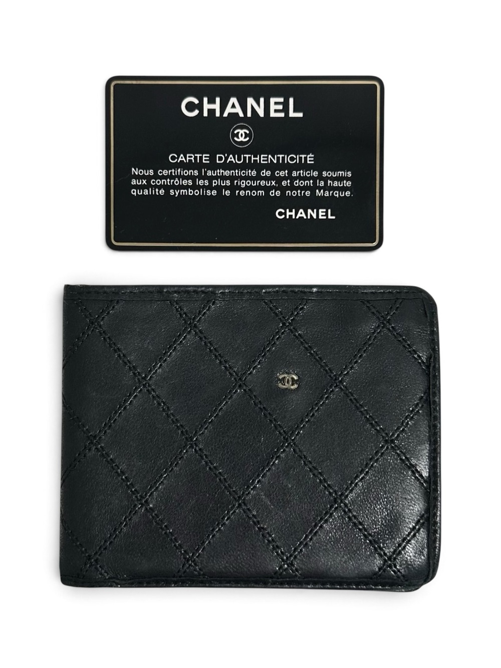 Chanel Black Quilted Wild Stitch Lambskin Leather Men’s Bifold Wallet